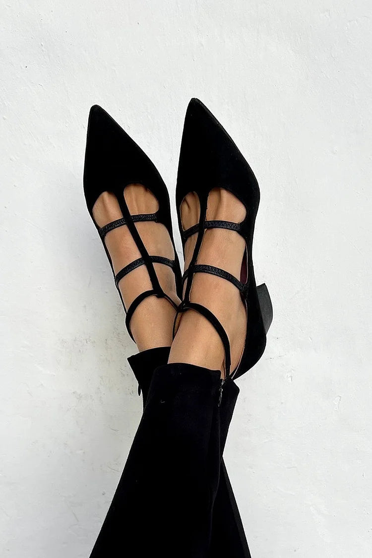 Delphie | Pointed Lace-Up Ballerinas