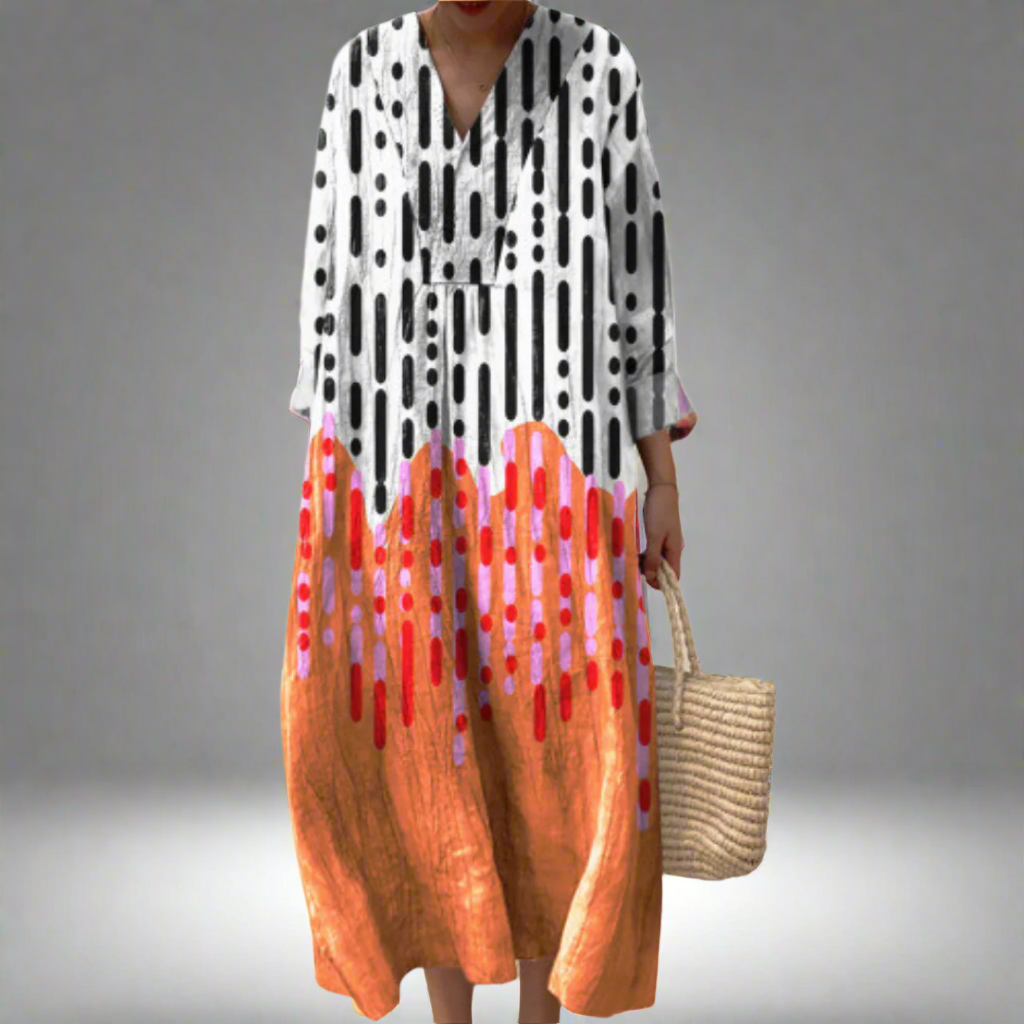 Tessa™ | Abstract Droplet Pattern Maxi Dress