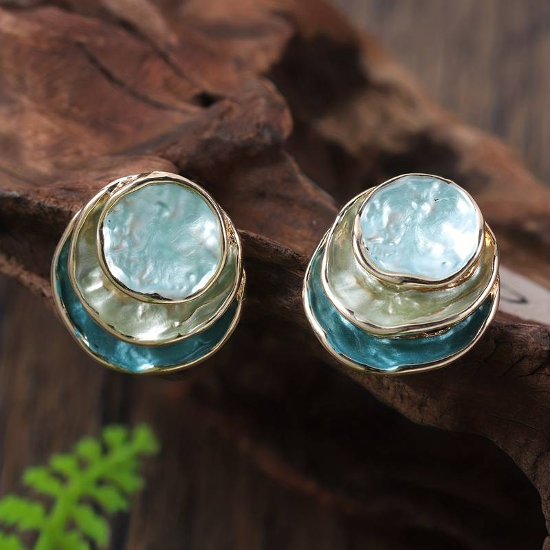 Vintage Multilayered Round Painted Earrings