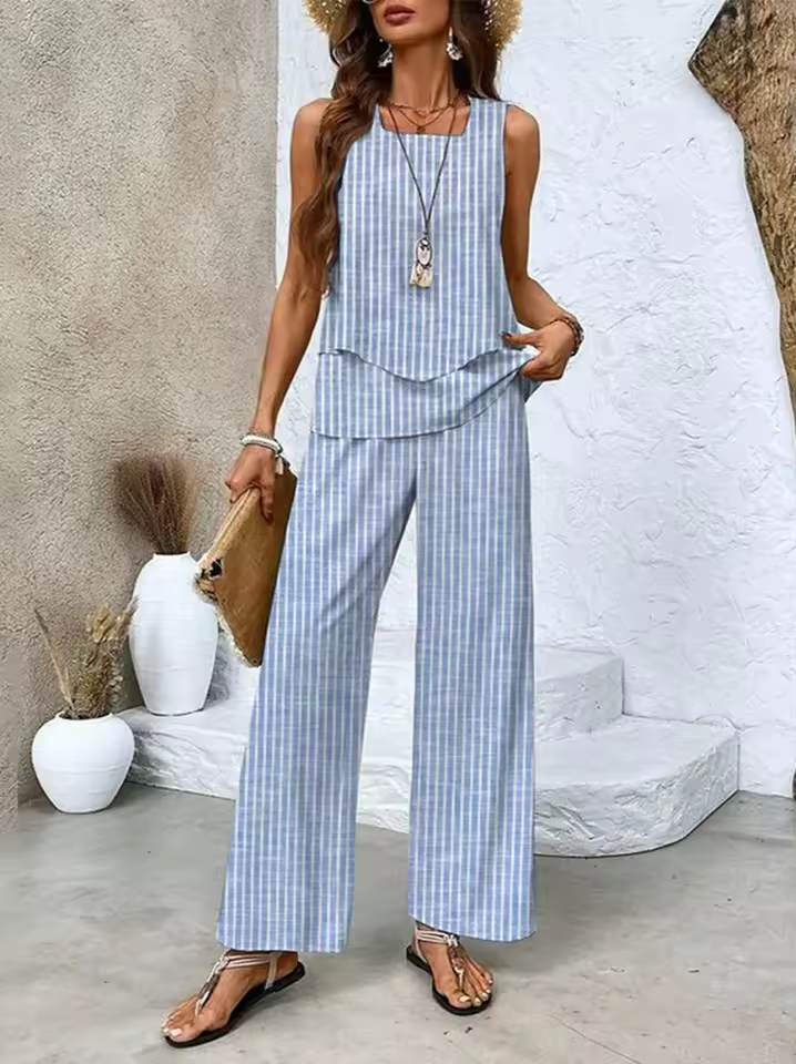 Two-piece set with top and matching trousers