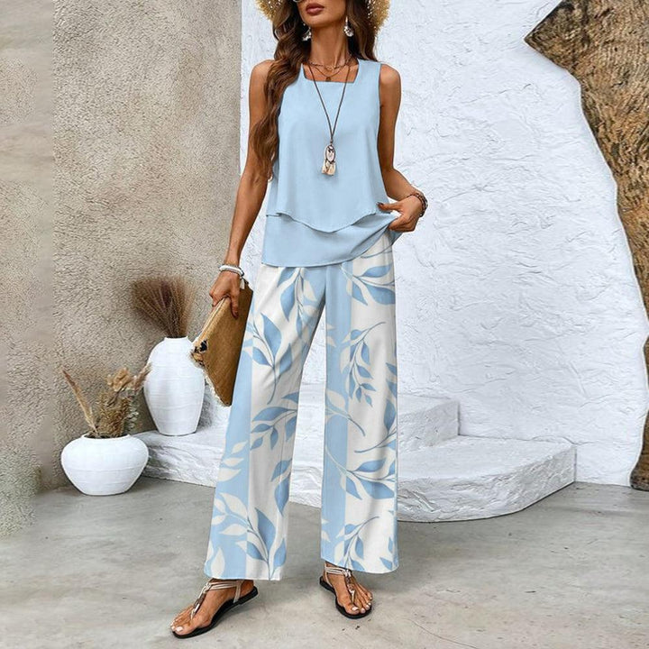 Two-piece set with top and matching trousers