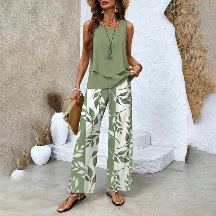 Two-piece set with top and matching trousers