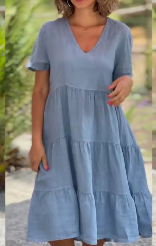 Casual Linen and Cotton Dress for Women