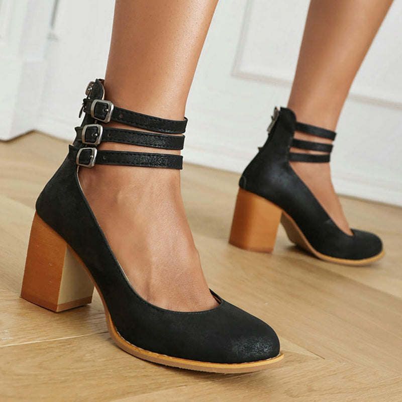 Caa™ | Sleek Elegant Sandals with Ankle Strap and Chunky Heel for a Sophisticated Look
