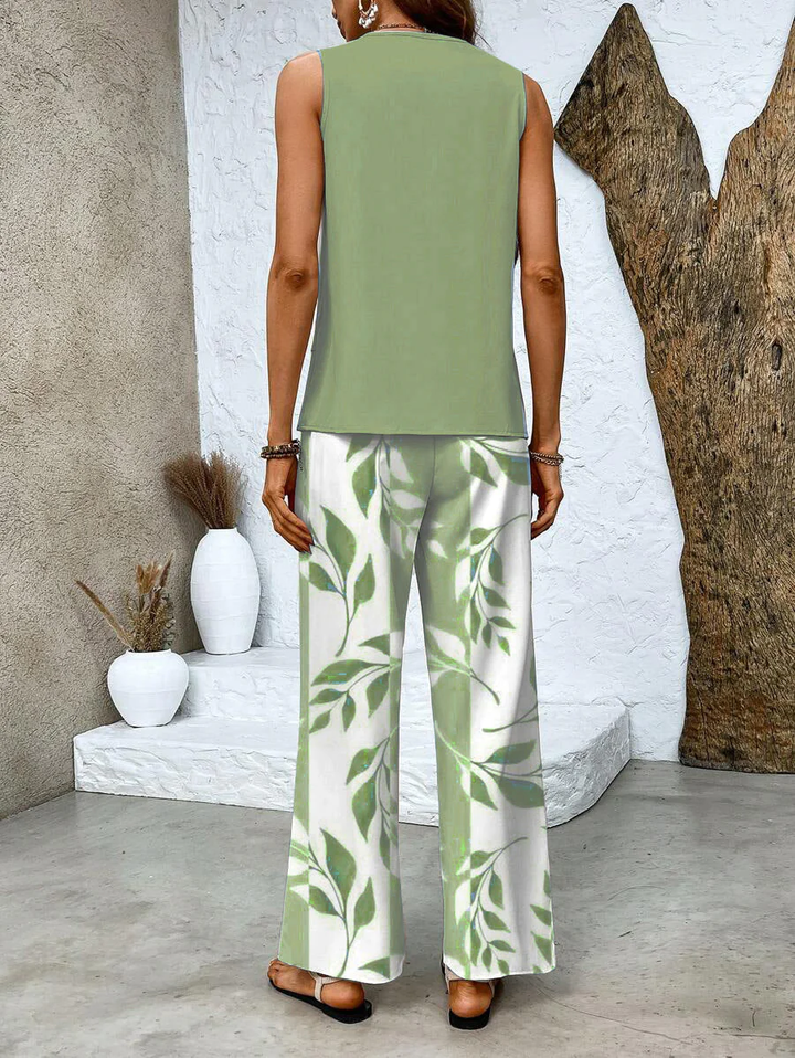Two-piece set with top and matching trousers