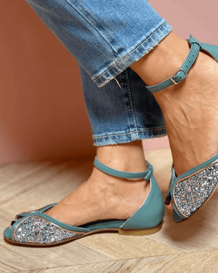 BRIGITTA | Perfect Low Glitter Sandals for Every Occasion