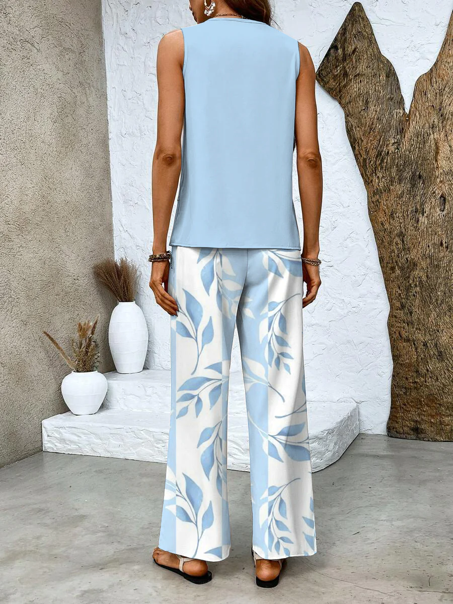 Two-piece set with top and matching trousers