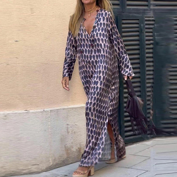 Bellevo | Elegant Dress with Brown Print