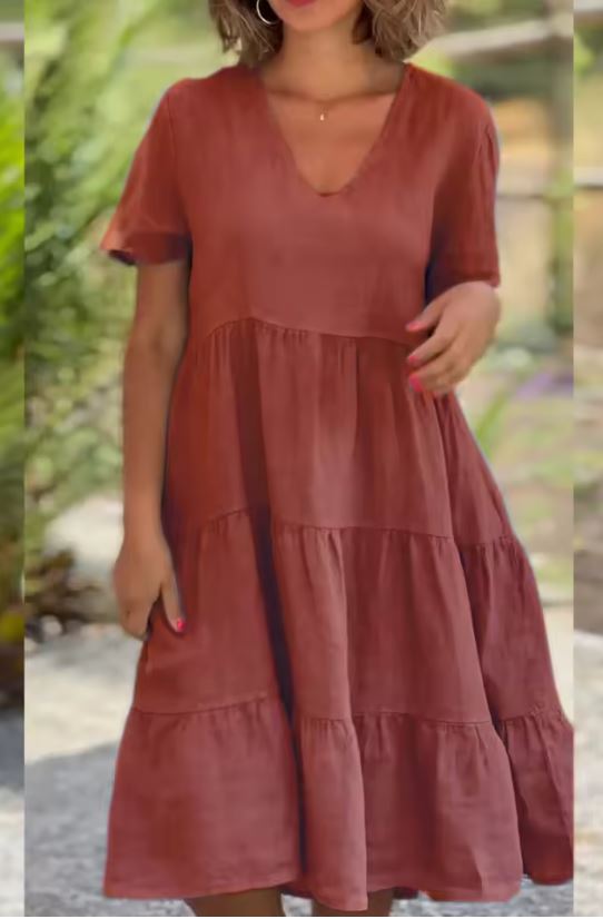 Casual Linen and Cotton Dress for Women