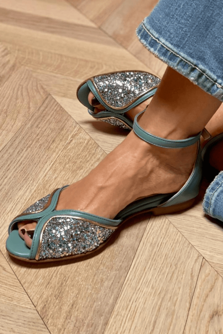 BRIGITTA | Perfect Low Glitter Sandals for Every Occasion