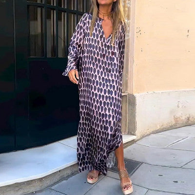 Bellevo | Elegant Dress with Brown Print