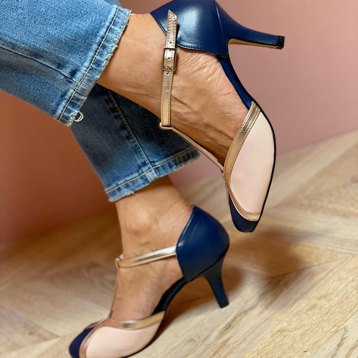 Alessia™ | Colourful and Comfortable T-strap Court Shoes with Round Toe
