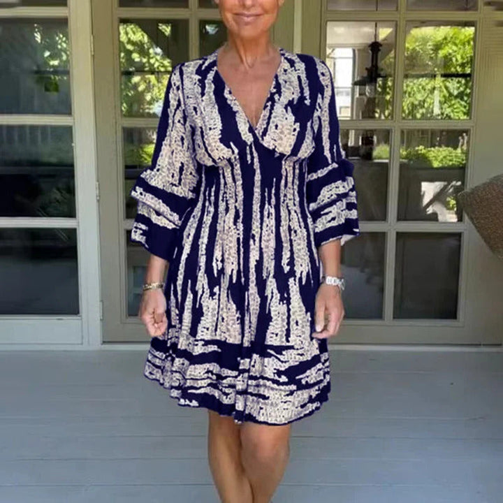 V-Neck Dress with Three-Quarter Sleeves