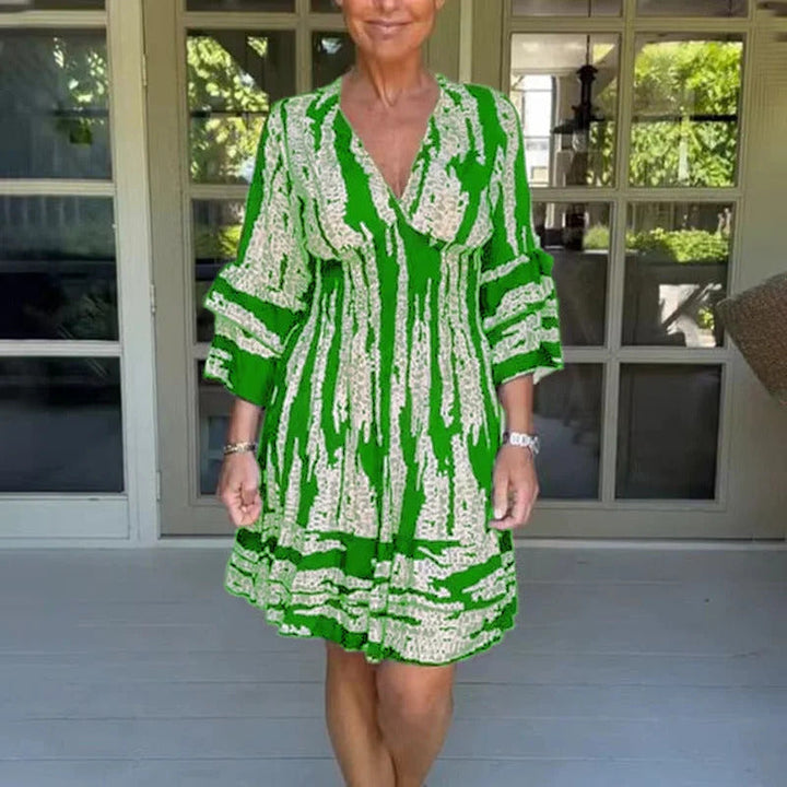 V-Neck Dress with Three-Quarter Sleeves