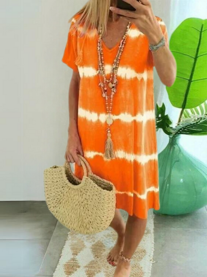 Shirt Style Short Sleeve V-Neck Dress