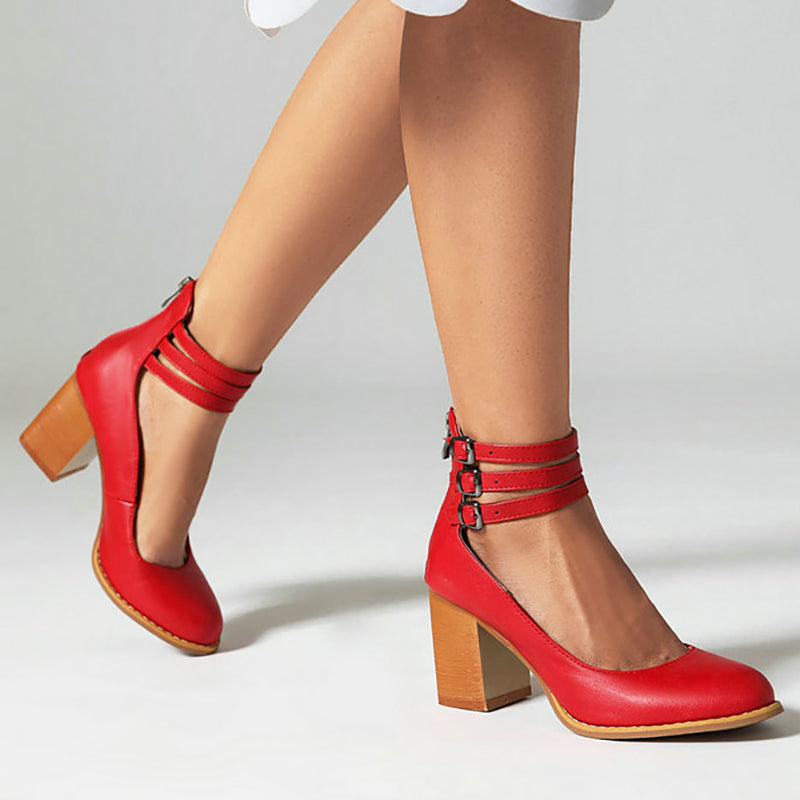 Caa™ | Sleek Elegant Sandals with Ankle Strap and Chunky Heel for a Sophisticated Look