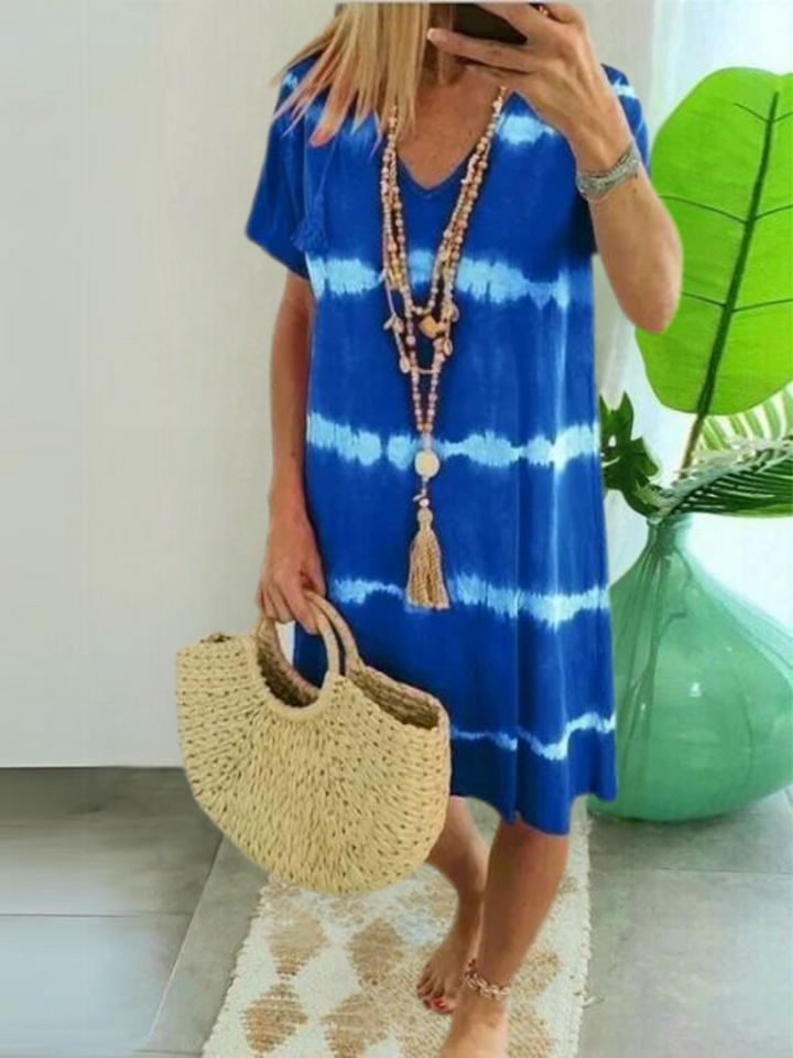 Shirt Style Short Sleeve V-Neck Dress