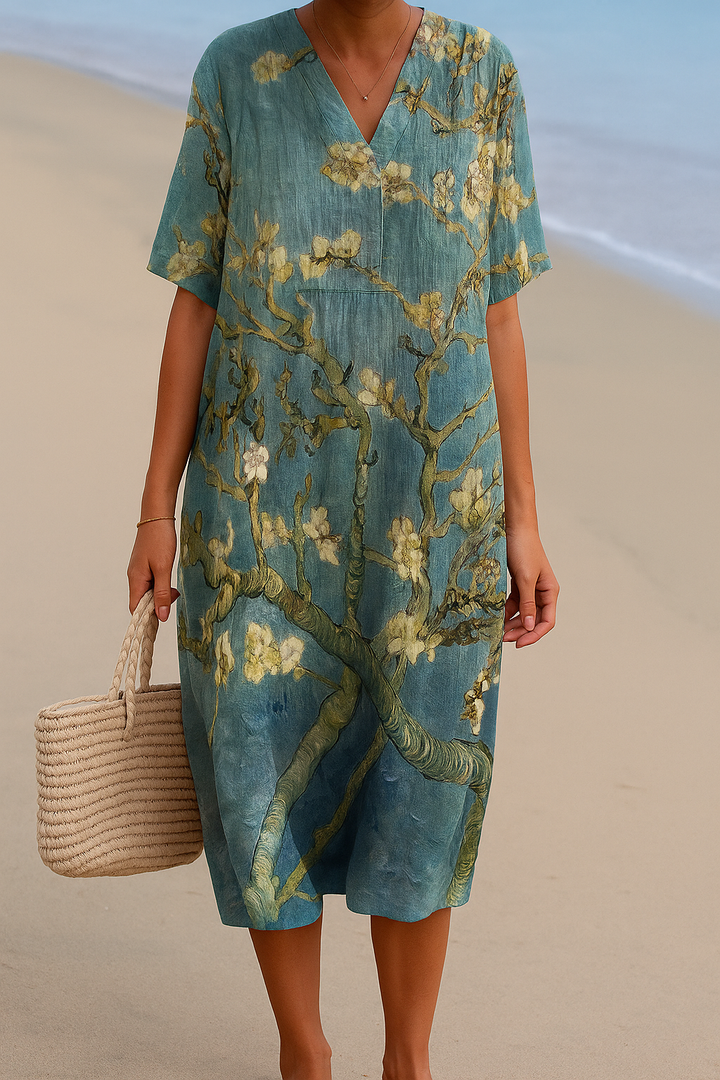 ALMONDE | Teal Dress with Floral Print