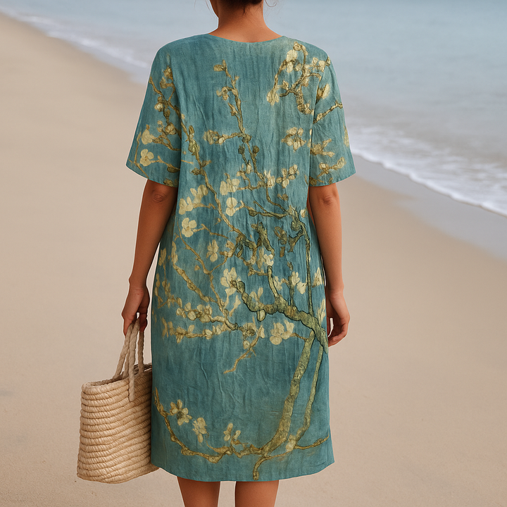 ALMONDE | Teal Dress with Floral Print