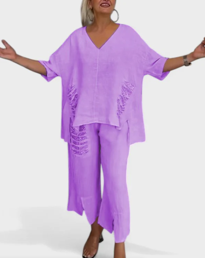 Raisa - V-Neck Two Piece Set