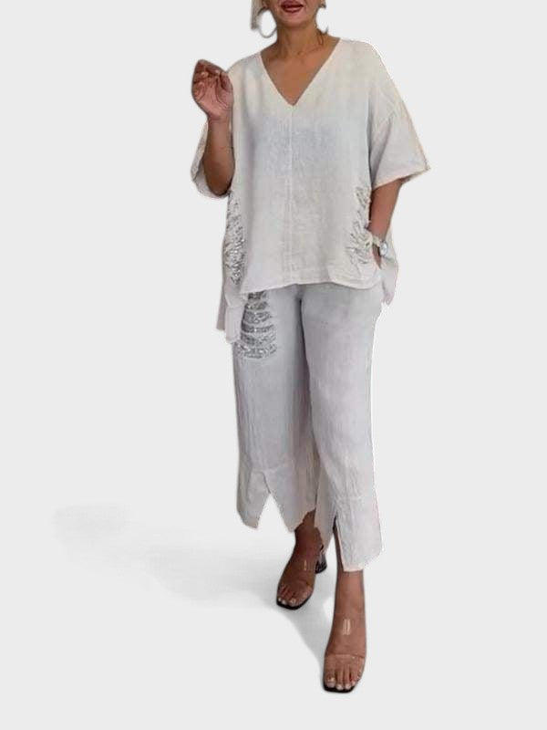 Raisa - V-Neck Two Piece Set