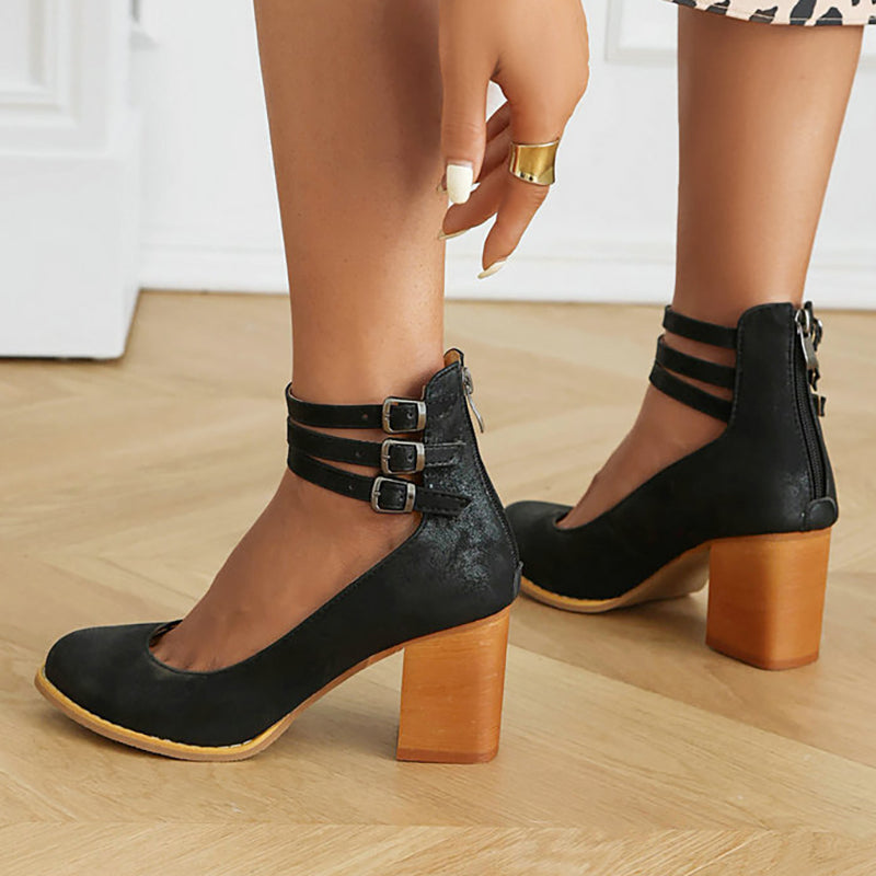 Caa™ | Sleek Elegant Sandals with Ankle Strap and Chunky Heel for a Sophisticated Look