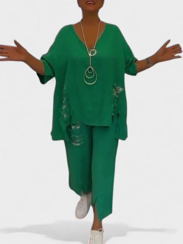 Raisa - V-Neck Two Piece Set