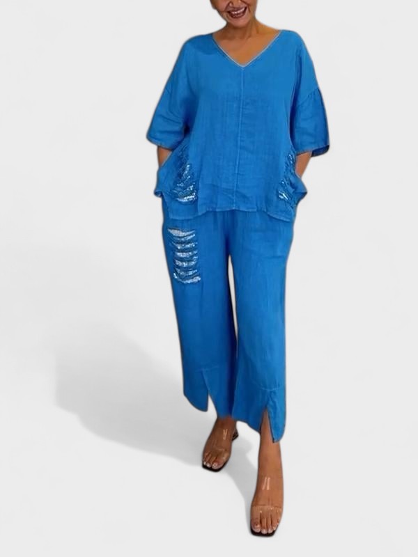 Raisa - V-Neck Two Piece Set