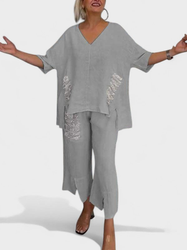 Raisa - V-Neck Two Piece Set