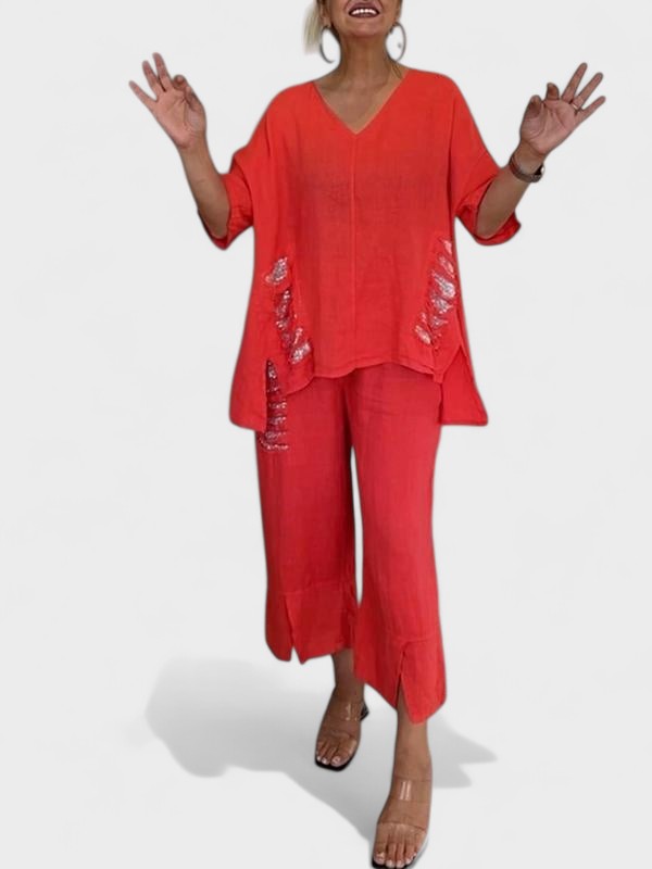 Raisa - V-Neck Two Piece Set