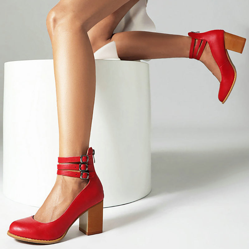 Caa™ | Sleek Elegant Sandals with Ankle Strap and Chunky Heel for a Sophisticated Look