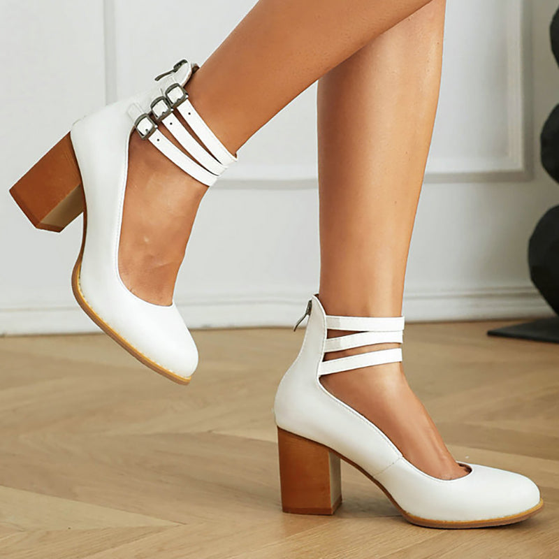 Caa™ | Sleek Elegant Sandals with Ankle Strap and Chunky Heel for a Sophisticated Look