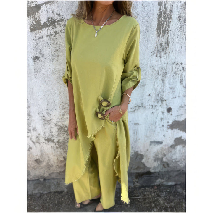 2-Piece Set: Asymmetrical Dress and Loose Trousers for Women