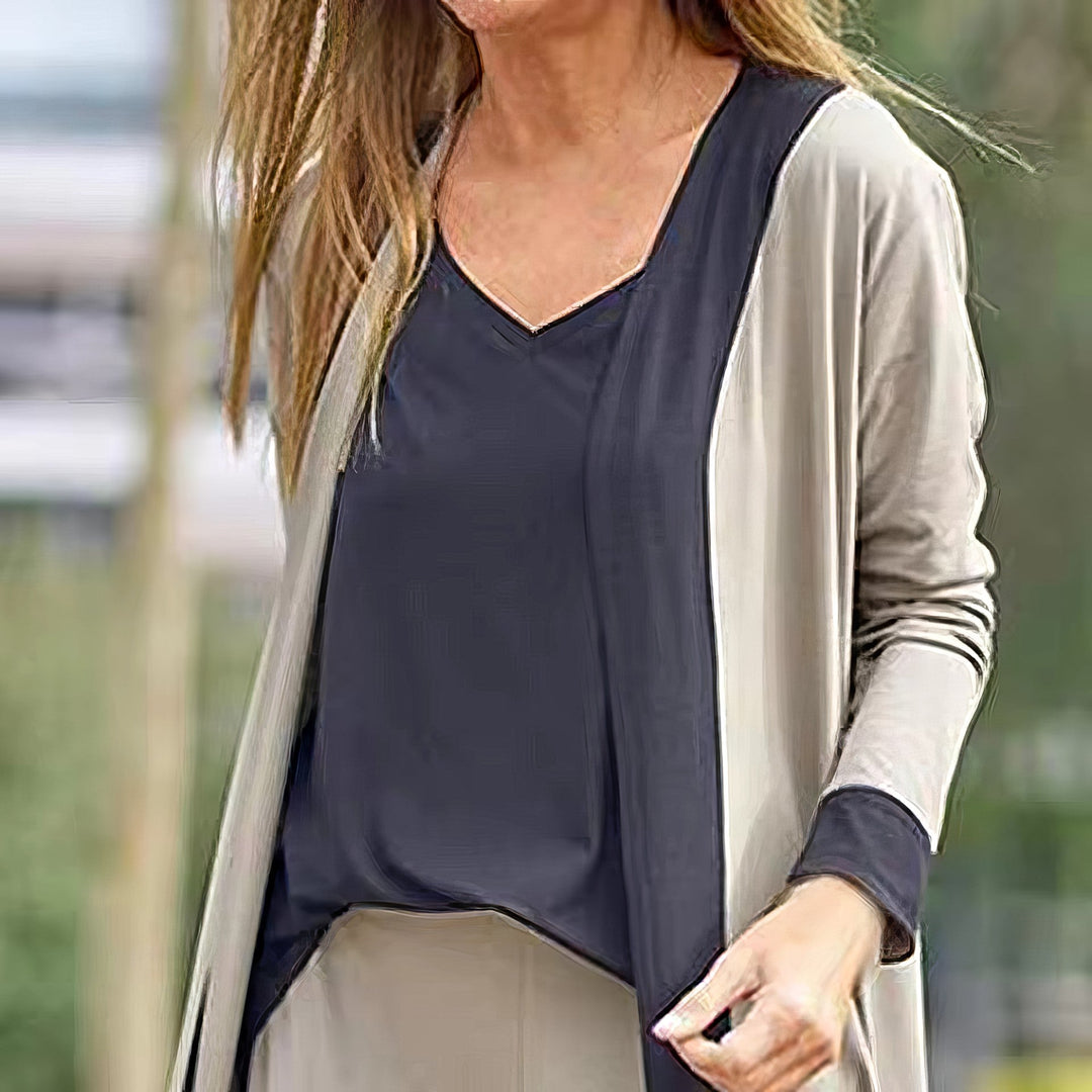3-Piece Women's Set: Cardigan, Top and Wide Trousers