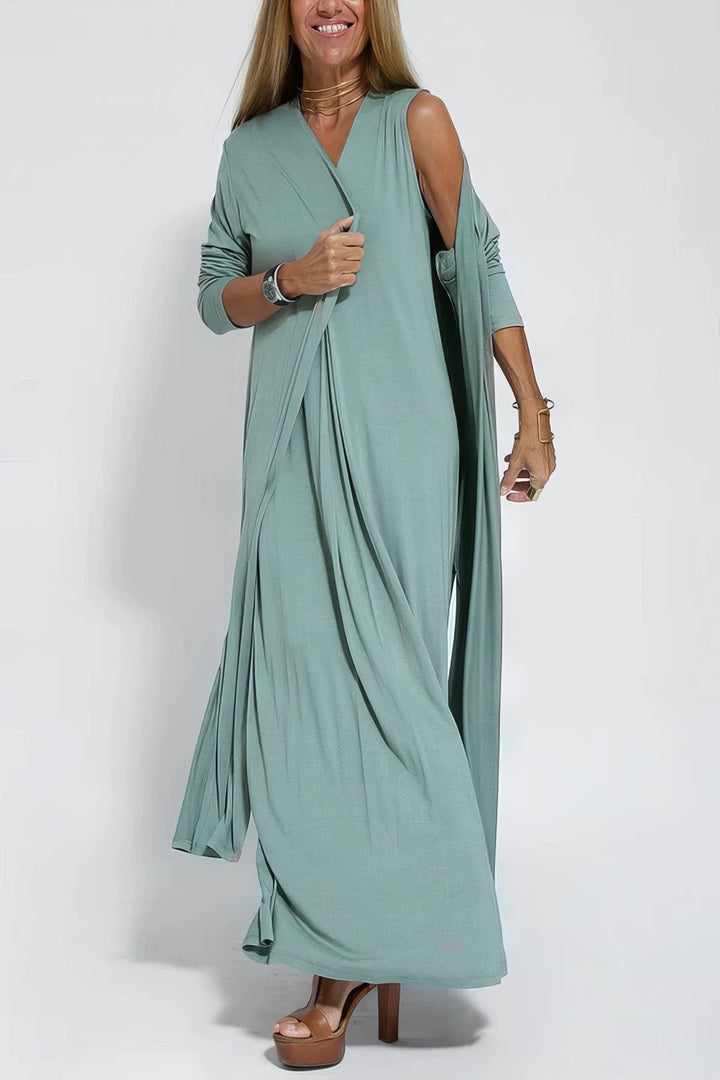 Elegant long dress + matching cardigan AS A GIFT